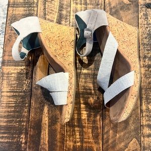 Toms Clarissa cork wedge sandals, size 8, gray and worn a few times.